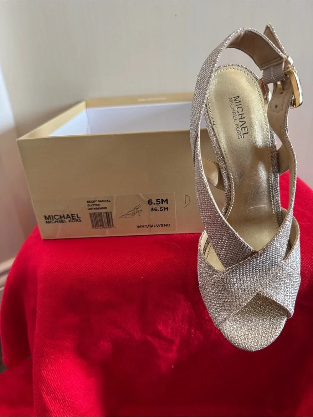 Michael Kors Metallic Gold Crisscross Slingback Heels
